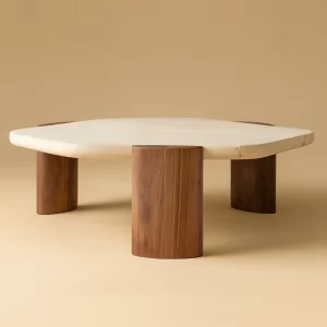NAPLES ROUND TRAVERTINE TOP COFFEE TABLE - preorder 60 days