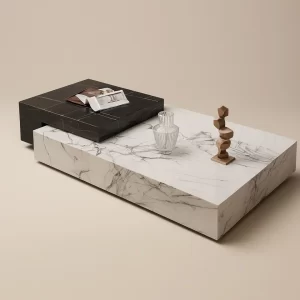 PANA BLACK & WHITE MARBLE EFFECT COFFEE TABLE - preorder 60 days
