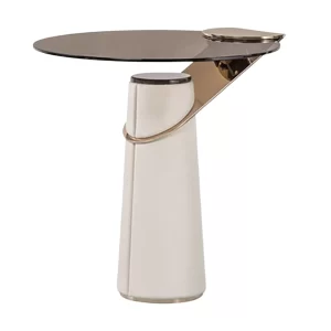 KALARA ROUND GLASS TOP SIDE TABLE - preorder 60 days