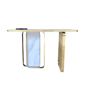 CIAN WHITE SINTERED STONE & GOLD CONSOLE TABLE - preorder 60 days