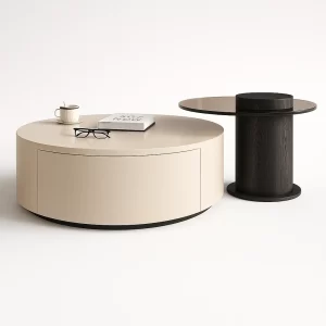 MALIMA ROUND WOOD COFFEE TABLE 2 PIECE