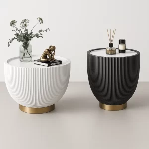 CLARET ROUND SINTERED STONE TOP COFFEE TABLE 2 PIECE