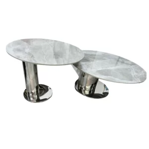 HOUMA WHITE SINTERED STONE TOP COFFEE TABLE 2 PIECE - preorder 60 days