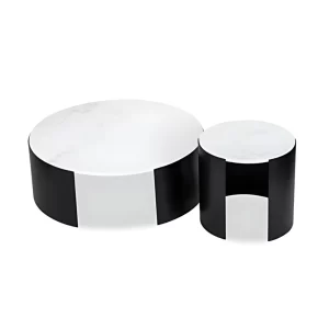 NERO WHITE SINTERED STONE TOP COFFEE TABLE 2 PIECE - preorder 60 days