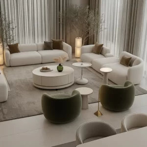 YULAN WHTE WOOD BASE COFFEE TABLE 2 PIECE